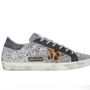 GOLDEN GOOSE SUPERSTAR GLITTER SNEAKER IN SILVER